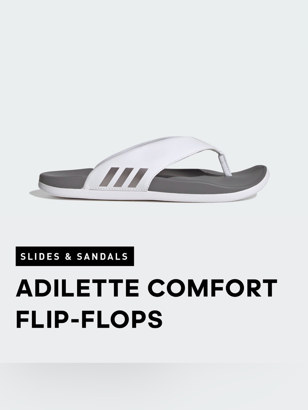 adidas ADILETTE COMFORT FLIP-FLOPS  Sandals Gray & White Womens size 9